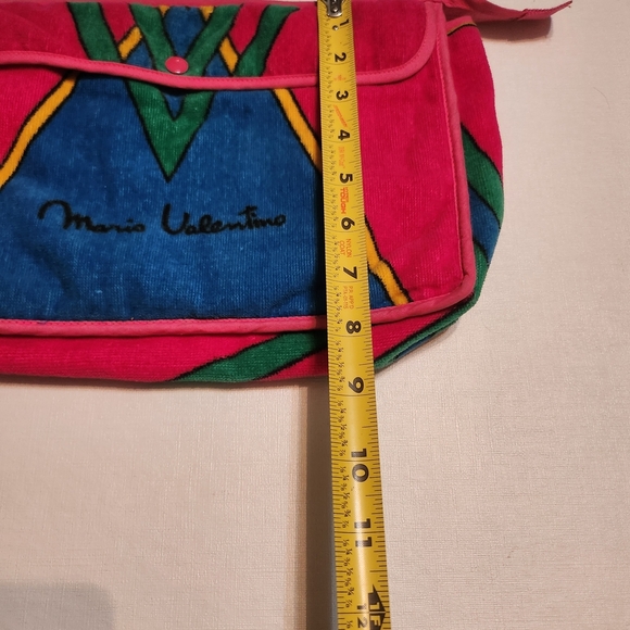 Vintage Mario Valentino Terry Cloth Pink and Blue Women's Cosmetic Bag, EUC - Picture 4 of 8